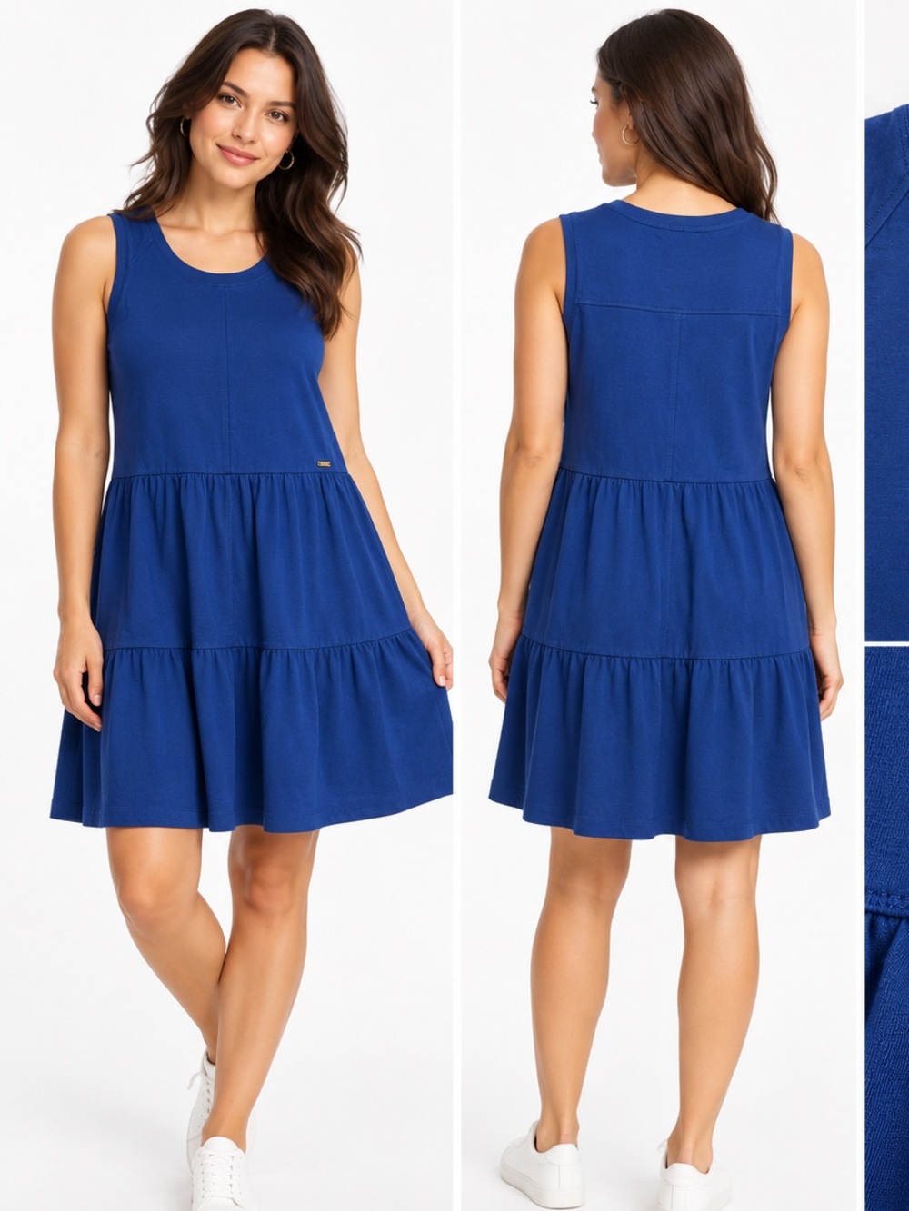DKNY Royal Blue Sleeveless Tiered Jersey Dress size M